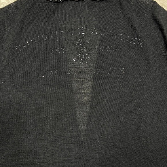 CHRISTIAN AUDIGIER LONG CHAIN MERINO WOOL CARDIGAN SWEATER - Picture 7 of 7